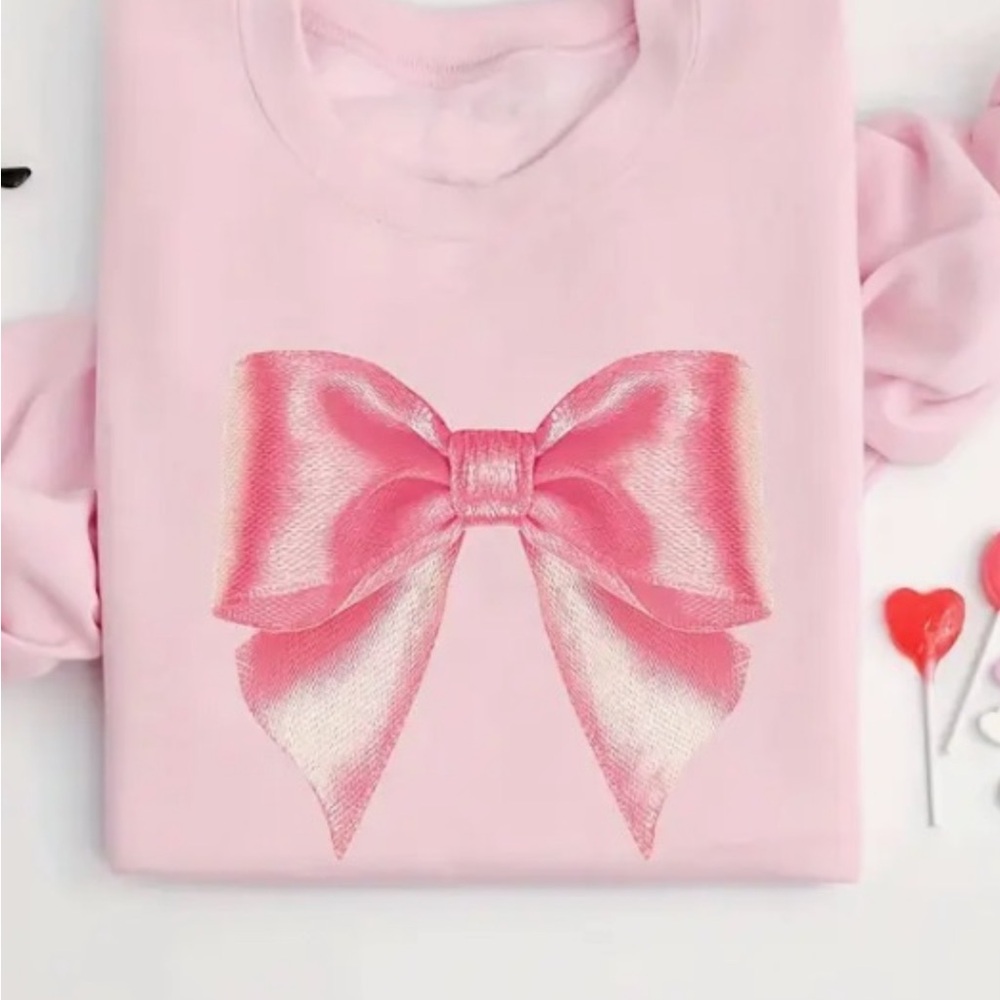 Pink Bow ladies sweat  Shirt super soft